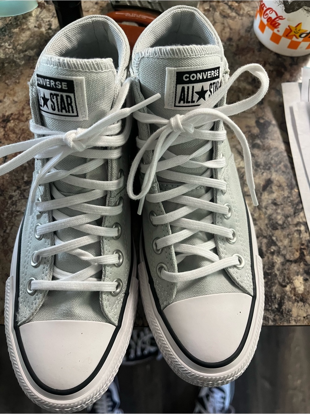 Converse All Star High Top Sneakers in Light Gray and White